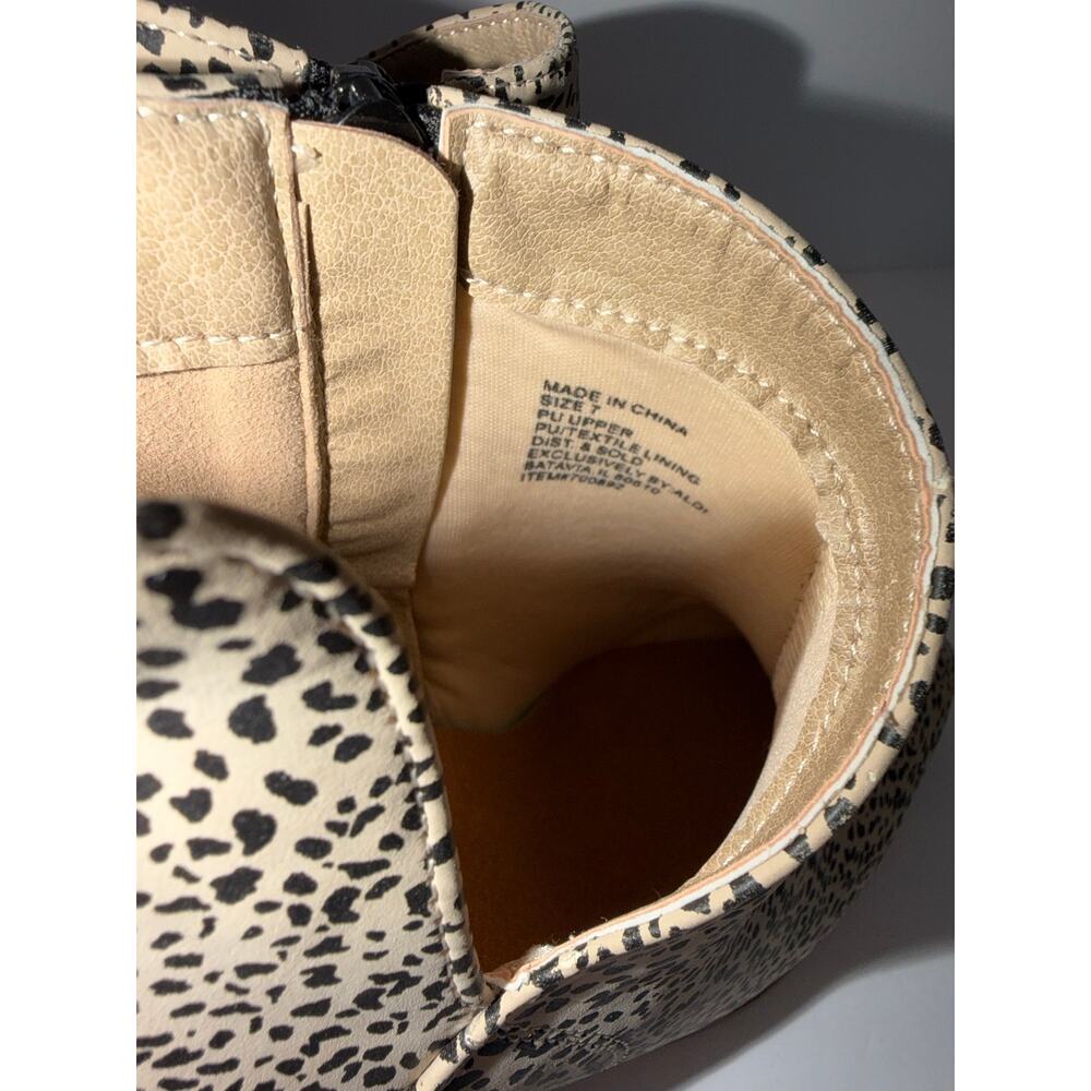 Serra Ankle Booties 7 Cream Black Speckled Animal Print Pointed Toe Block Heel - Picture 11 of 11